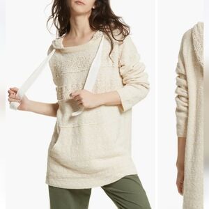 Free People Candy Crochet Soft Knit Oversized Tunic Hooded Sweater XS